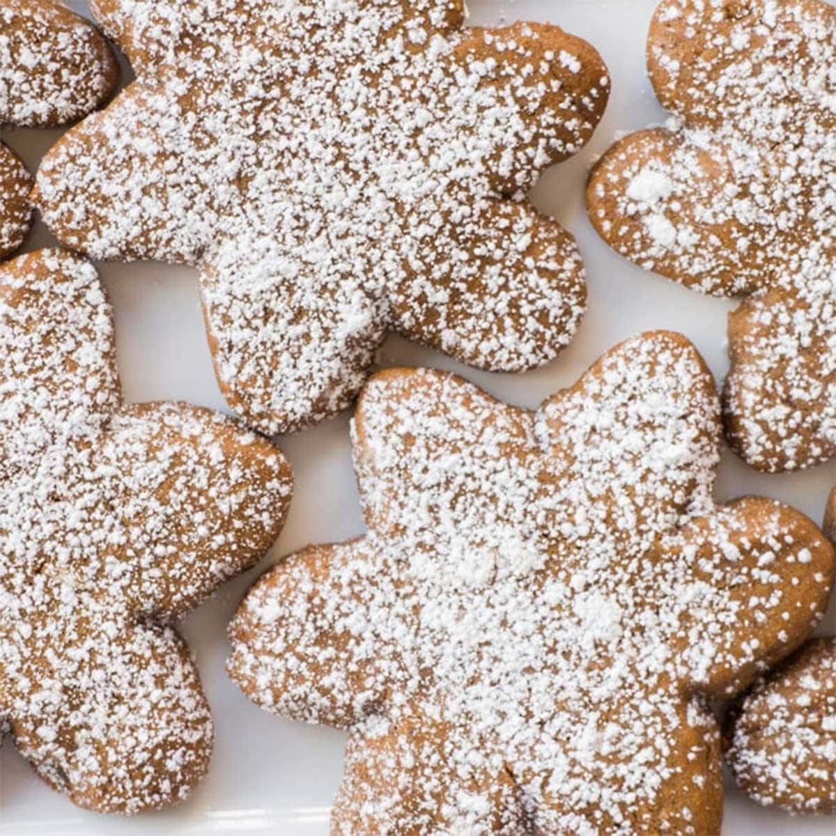 Easy No-Chill Soft Gingerbread Cookies with Powdered Sugar